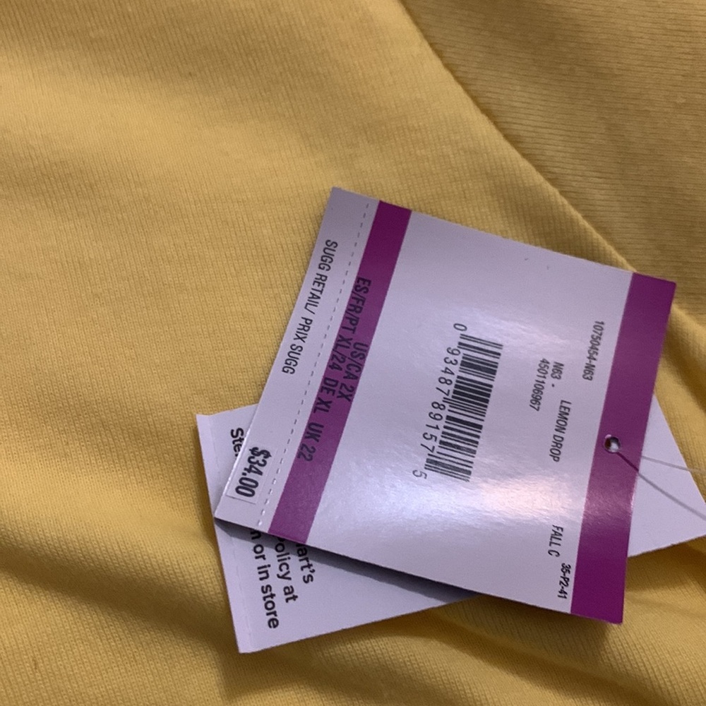 Ladies size 2X Top by Anne Klein Sport Lemon Drop Yellow NWT - Picture 5 of 5